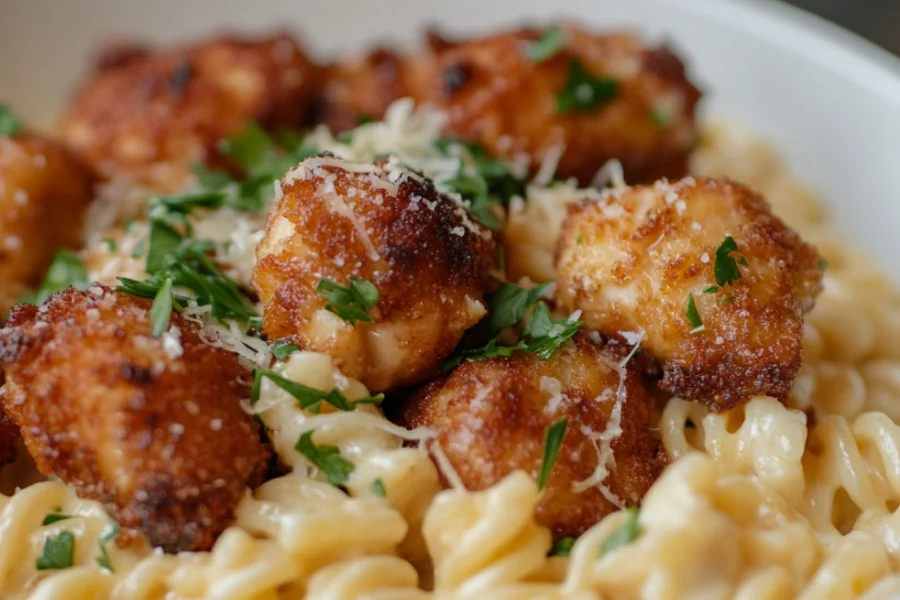 Garlic Butter Chicken Bites with Creamy Parmesan Pasta