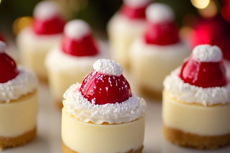 Mini Santa Hat Cheesecakes