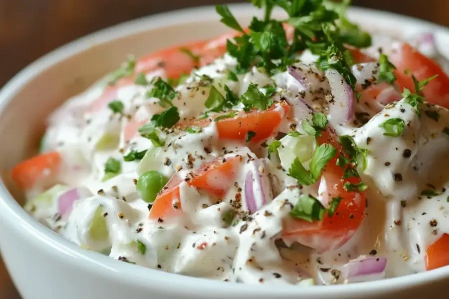 Cravings Salad with Garlic Tahini Dressing