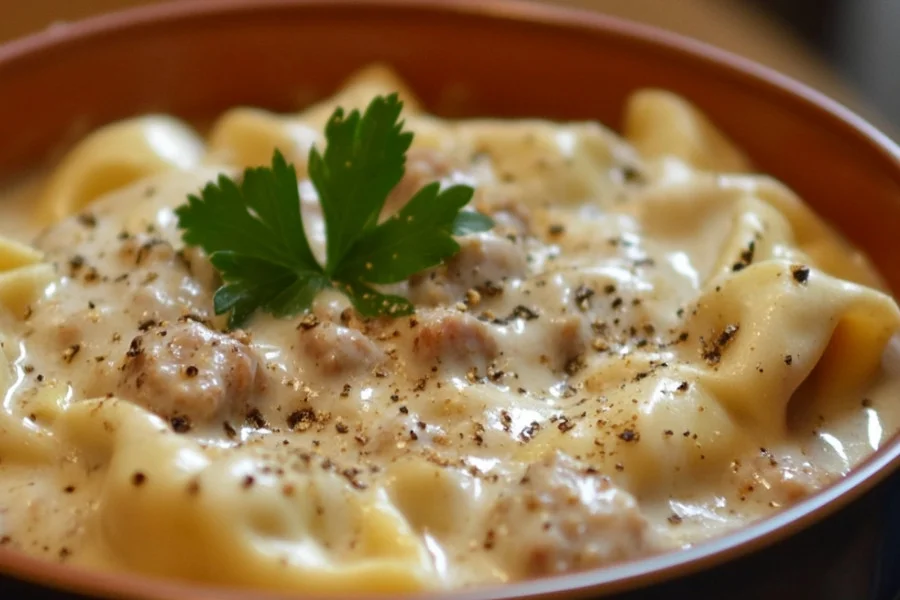 Slow Cooker Creamy Sausage Tortellini Soup