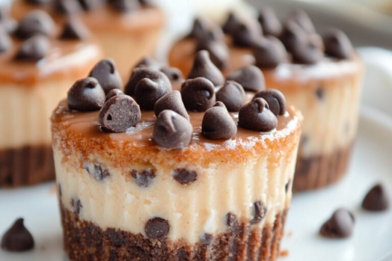 Mini Chocolate Chip Cookie Dough Cheesecakes